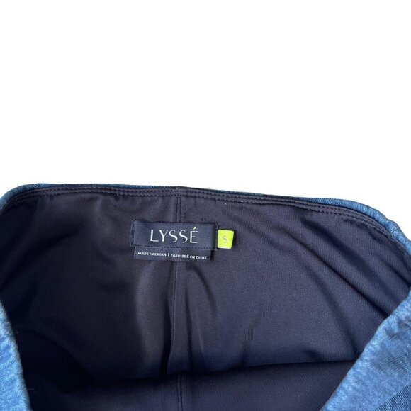 🌟 Lysse SZ S High Waisted Blue Denim Leggings Zip Hem Stretch Skinny Jeggings - Picture 4 of 8